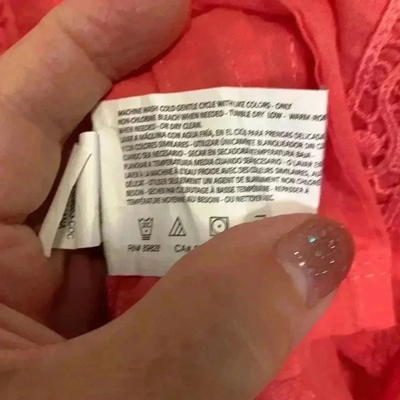 Erika 100% cotton, salmon pink, button down,3/4 sleeve embellished tunic - Picture 9 of 12